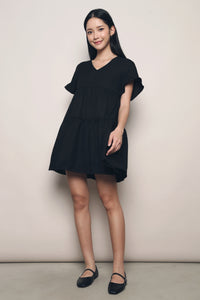 Aisla Flutter Babydoll Dress Black