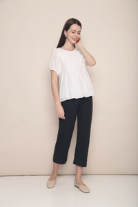 Ami Cross Pleat Blouse White