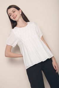 Ami Cross Pleat Blouse White