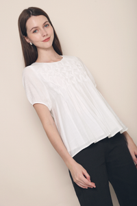 Ami Cross Pleat Blouse White