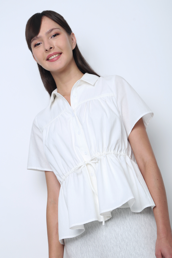 Amour Tie Waist Shirt White