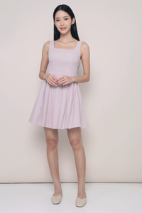 Anais Fit Flare Panel Dress Dusty Periwinkle