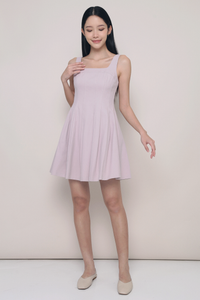 Anais Fit Flare Panel Dress Dusty Periwinkle