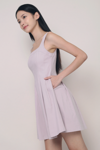 Anais Fit Flare Panel Dress Dusty Periwinkle