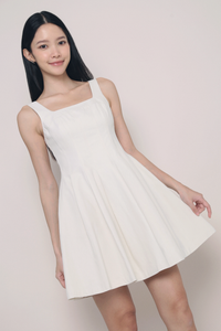 Anais Fit Flare Panel Dress Feather Cream