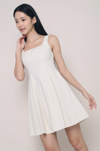 Anais Fit Flare Panel Dress Feather Cream