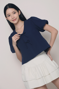 Ange Ribbon Blouse Navy