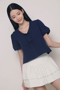 Ange Ribbon Blouse Navy