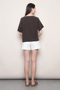 Ash Lane Button Down Knit Blouse Brown