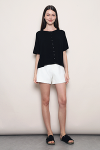 Ash Lane Button Down Knit Blouse Black
