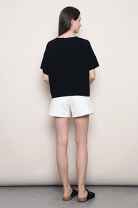Ash Lane Button Down Knit Blouse Black