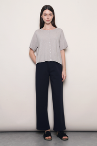 Ash Lane Button Down Knit Blouse Grey
