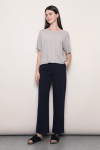 Ash Lane Button Down Knit Blouse Grey