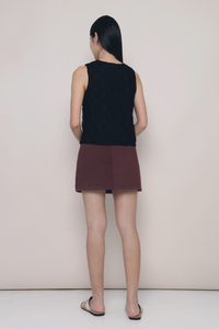 Falling Petals Embroidered Top Black