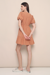 Attica Ruche Ribbon Dress Apricot