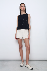 Aurea Pearl Sleeveless Top Black (2-Piece)