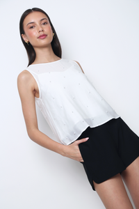 Aurea Pearl Sleeveless Top White (2-Piece)