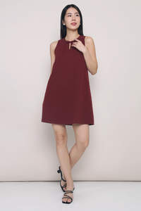 Aurelia Bow Shift Dress Burgundy