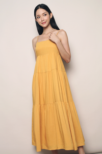 Avril Tiered Midaxi Dress Mustard