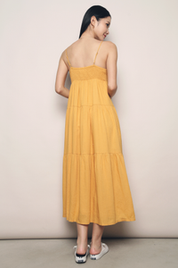 Avril Tiered Midaxi Dress Mustard