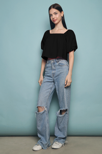 Bambi Square Neck Top Black (Restock)