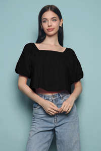 Bambi Square Neck Top Black (Restock)