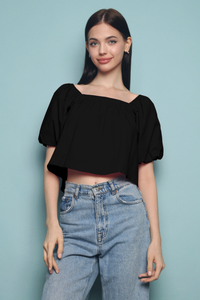 Bambi Square Neck Top Black (Restock)