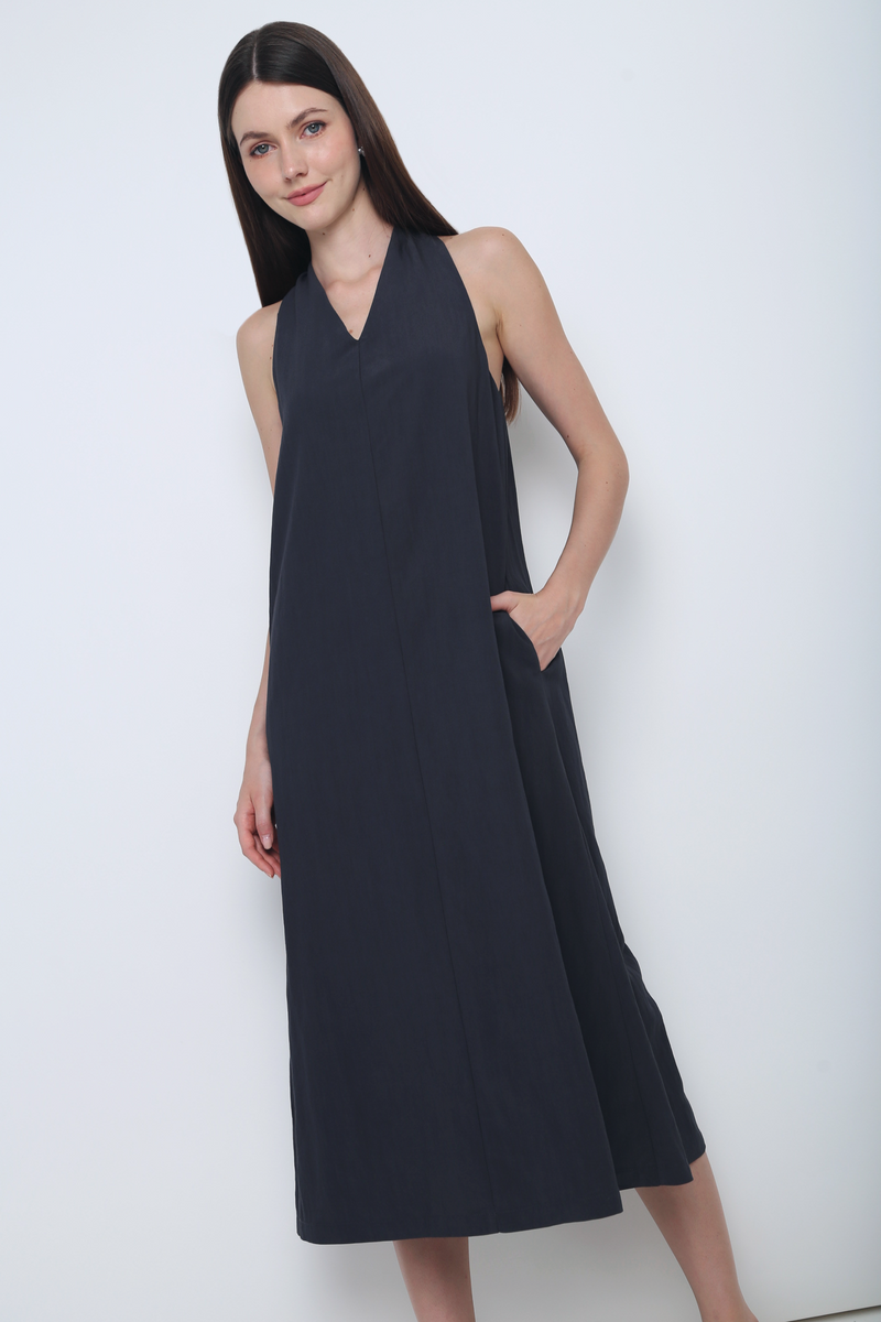 Bayside Knot Back Midi Dress Steel Grey