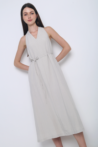 Bayside Knot Back Midi Dress Taupe