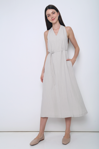 Bayside Knot Back Midi Dress Taupe