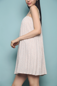 Beryl Floral Pleat Dress White