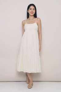 Bethlyn Strappy Tier Midi Dress Vanilla