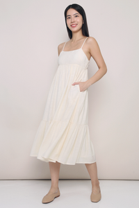 Bethlyn Strappy Tier Midi Dress Vanilla