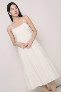 Bethlyn Strappy Tier Midi Dress Vanilla