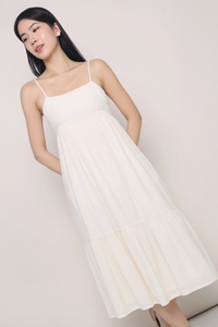 Bethlyn Strappy Tier Midi Dress Vanilla