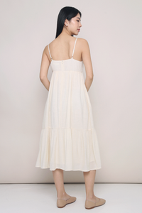 Bethlyn Strappy Tier Midi Dress Vanilla