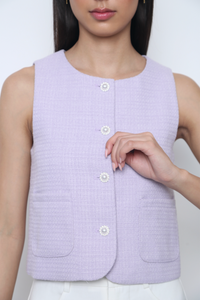 Bijou Tweed Sleeveless Vest Top Periwinkle