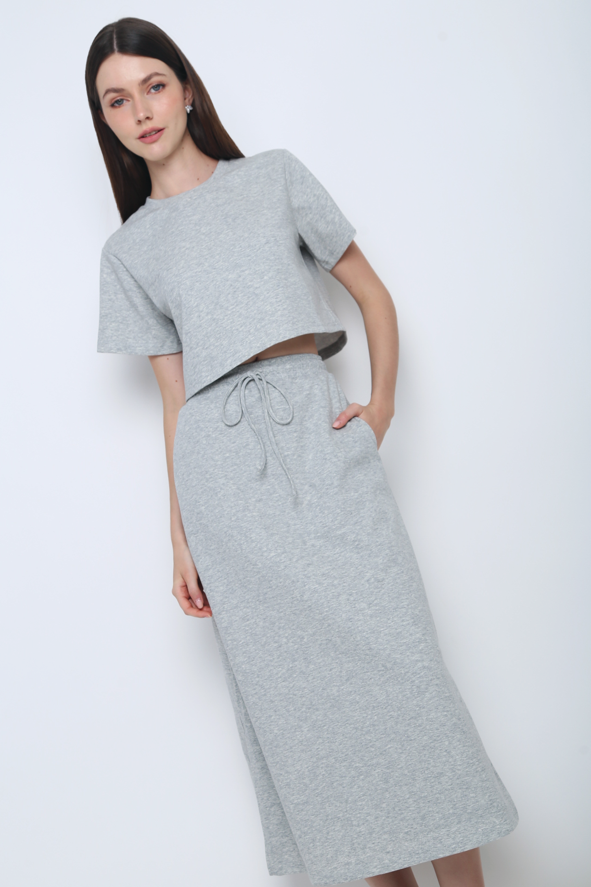 Bolin 2-Piece Sweater Skirt Set Grey (Restock)