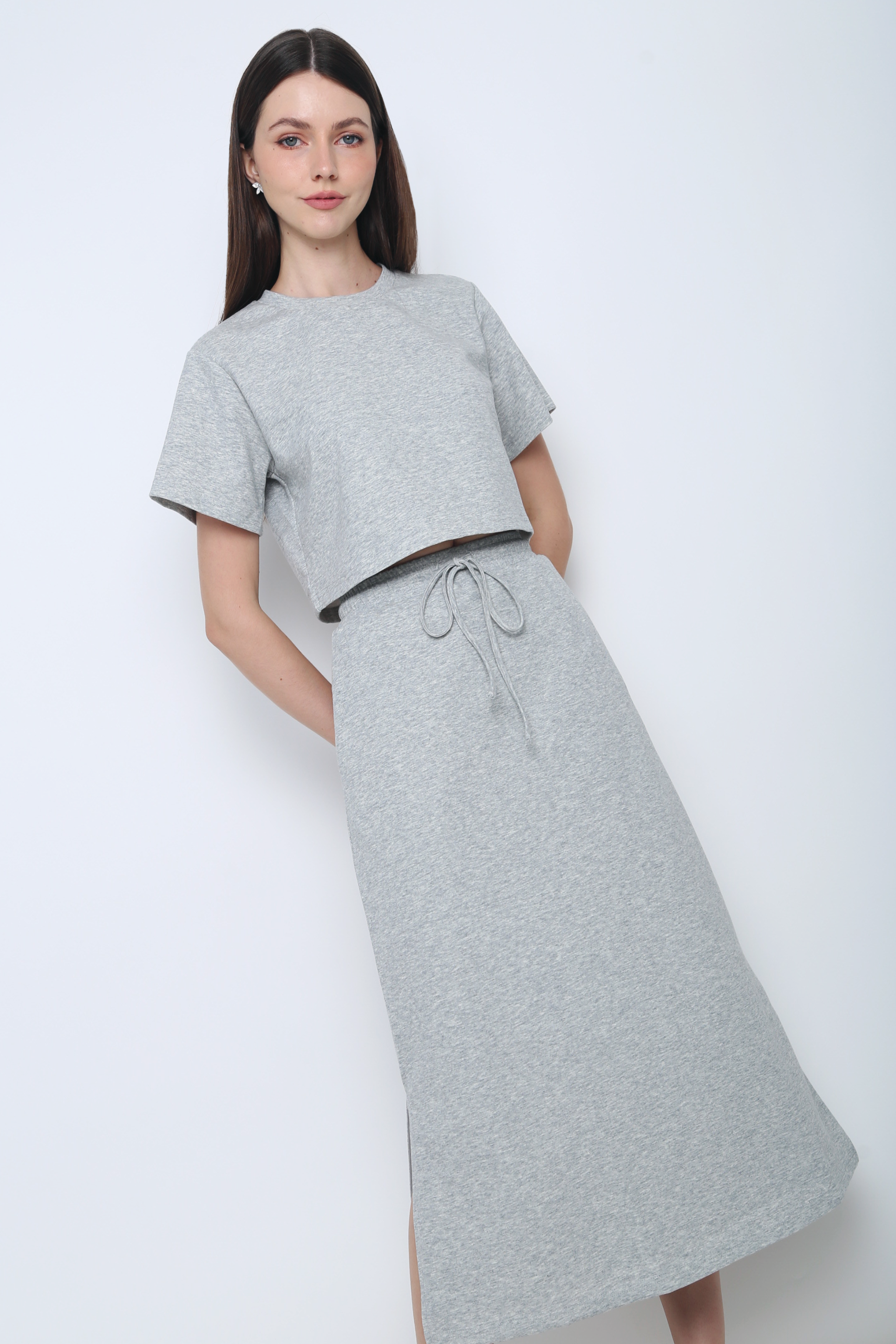 Bolin 2-Piece Sweater Skirt Set Grey (Restock)