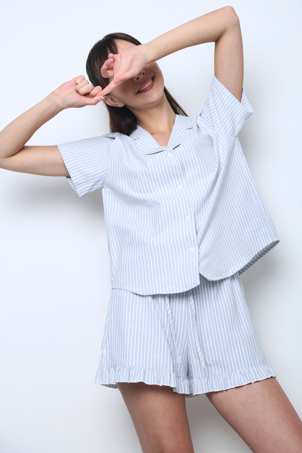 Bon Bon Stripe Pajamas Set White