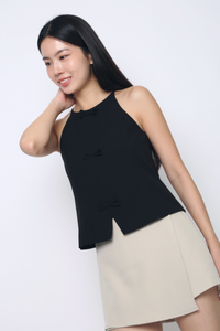 Bow Alert Strappy Top Black