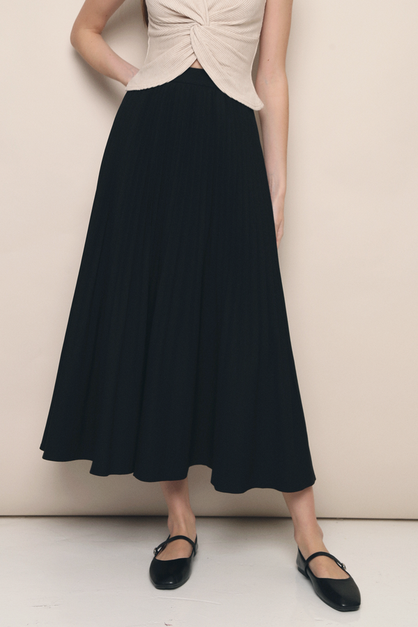 Brighton Pleated Fishtail Skirt Black