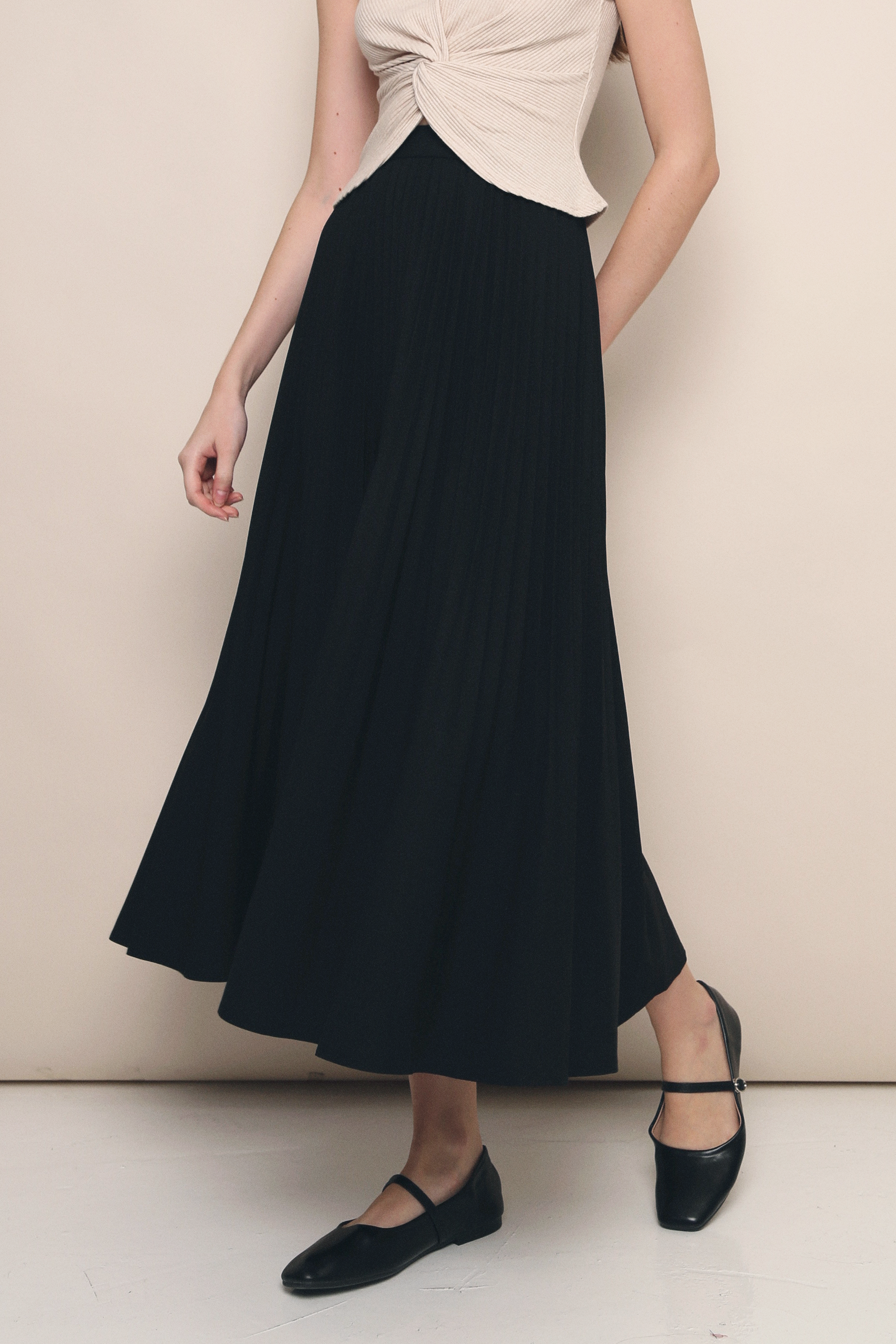 Brighton Pleated Fishtail Skirt Black