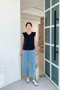 Butterfly Ruffles Blouse Black