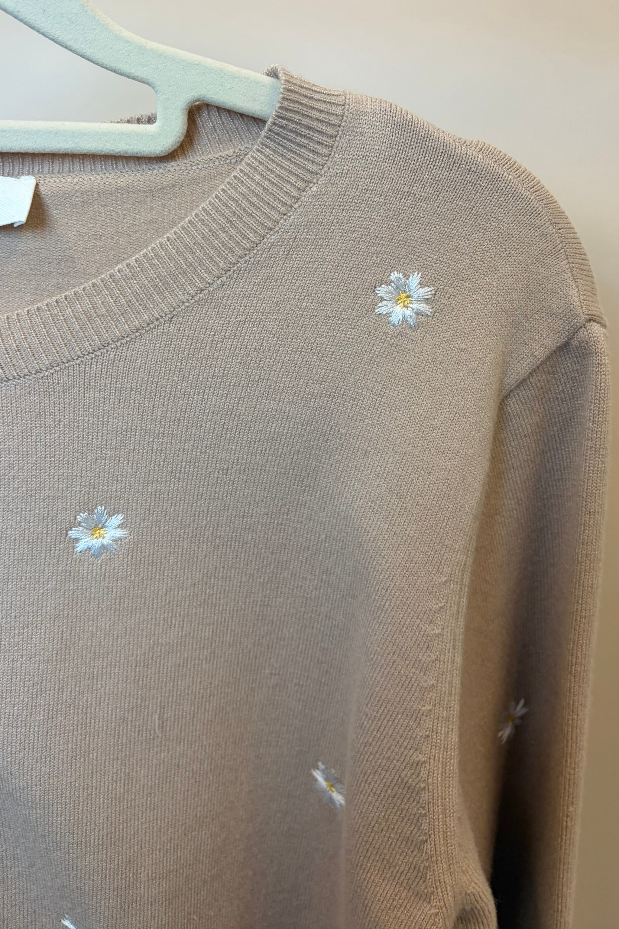 Camille Embroidered Knit Cardigan Cream