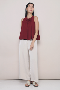 Carla Pleat Sleeveless Blouse Burgundy