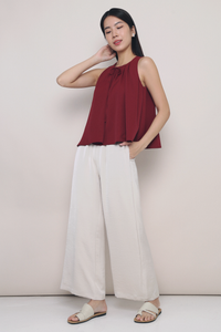 Carla Pleat Sleeveless Blouse Burgundy