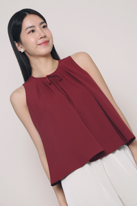 Carla Pleat Sleeveless Blouse Burgundy