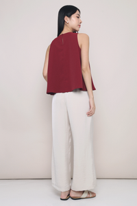 Carla Pleat Sleeveless Blouse Burgundy