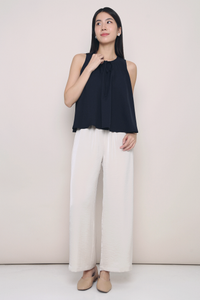 Carla Pleat Sleeveless Blouse Navy